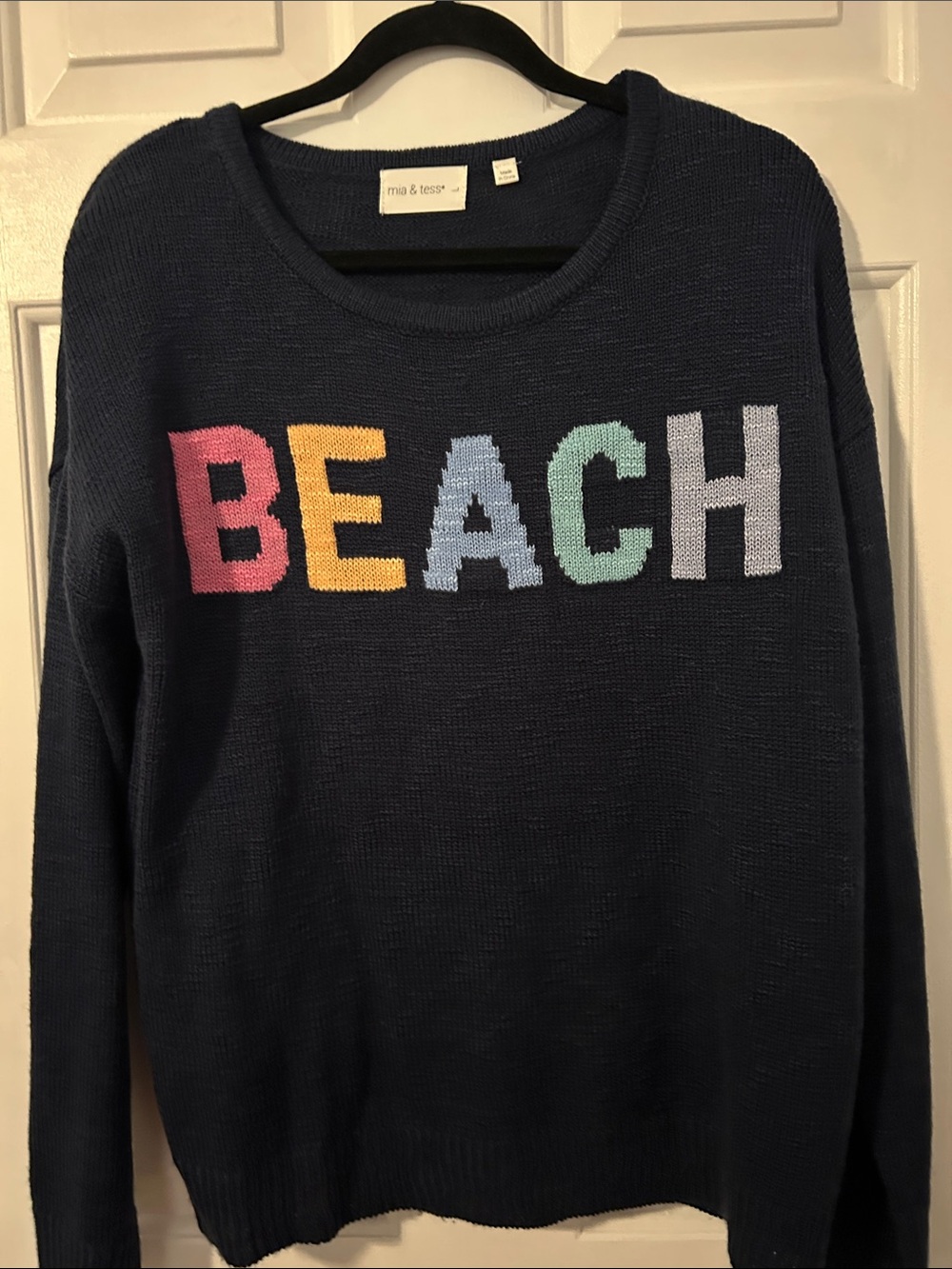 Navy 'BEACH' Graphic Sweater